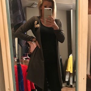 Hunter green sweater floral embellishment